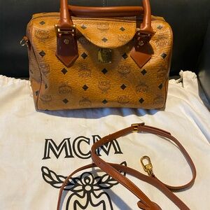 MCM Cognac Visetos Satchel Bag
